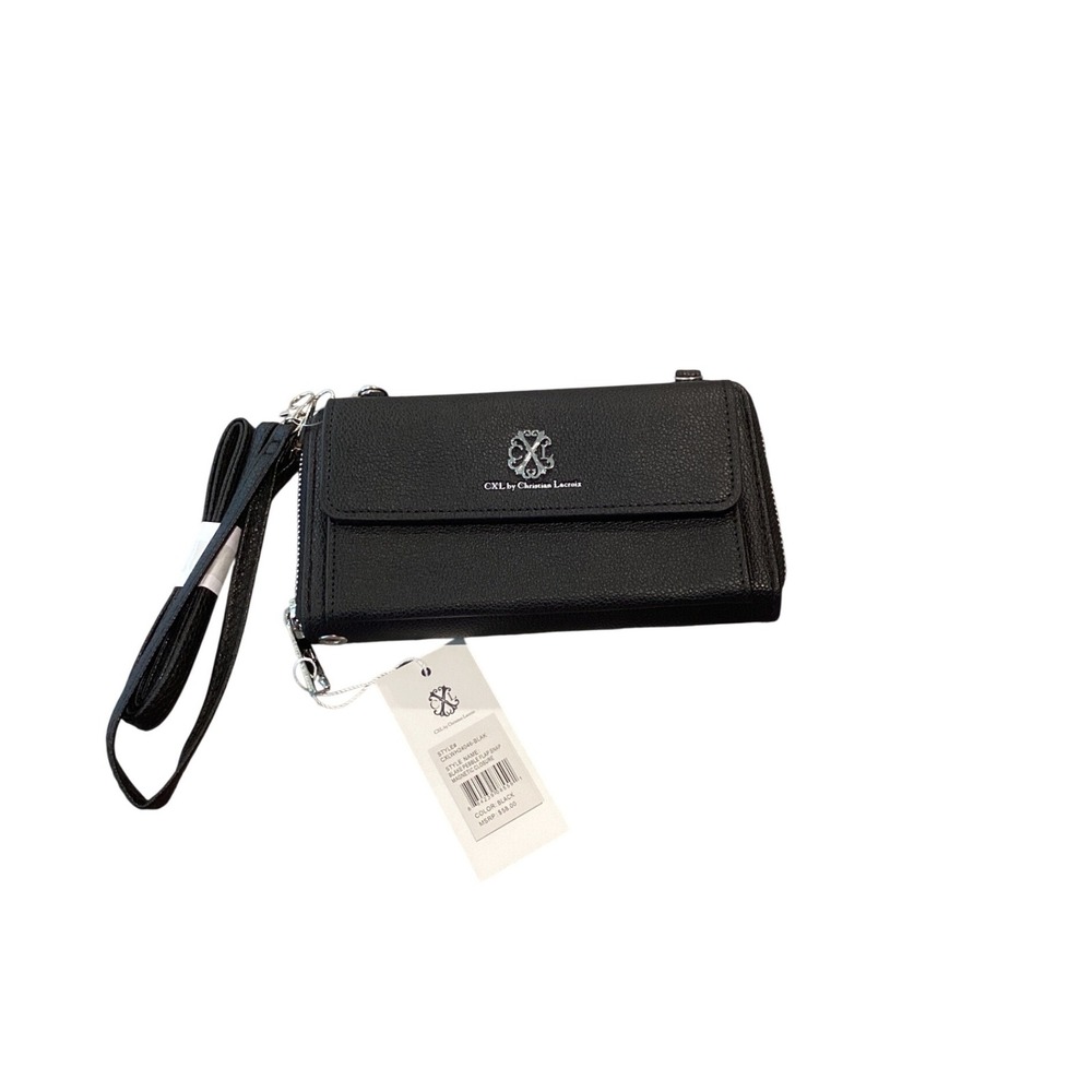 CXL by Christian Lacroix Blake Pebble Flap Crossbody Wallet Black CXLWH24046-BLA